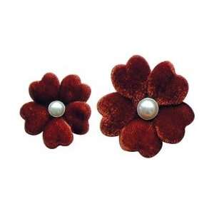  Creative Charms Vintage Velvet Poppies W/Pearls 4/Pkg 