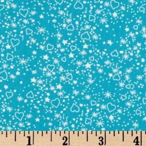  43 Wide Fandango Hearts & Stars Turquoise Fabric By The 
