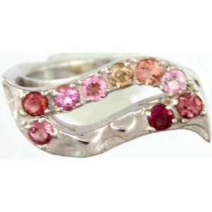  Multi color Faceted Tourmaline Ring   Sterling Silver 