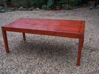 Antique Chinese Red Table/Desk and matching Bench (Table seats 8 
