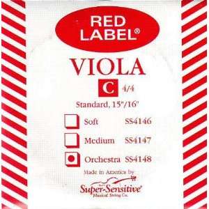 Super Sensitive Viola Nickel C Red Label Standard Size Orchestra 