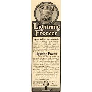  1908 Ad Lightning Crank Freezer Frozen Dessert Machine 