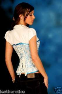 Soft blue brocade Silk corset top dress corsagen 1919SB  