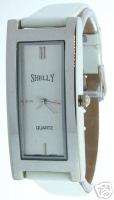 WOMENS SILVER WATCH WHITE LEATHER BELT  