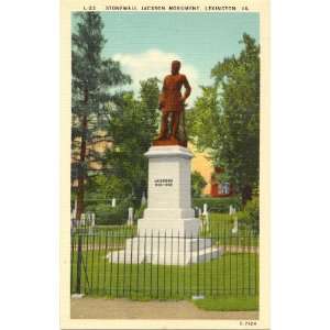 1940s Vintage Postcard Stonewall Jackson Monument   Lexington Virginia