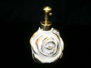 Elegant White & Gold Porcelain Rose Perfume Bottle  
