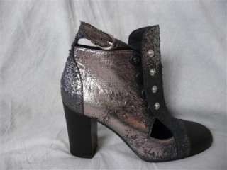   black/silver leather ankle BOOTS Current collection sz 39/8.5  
