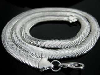 FASHION SILVER FLAT WIDE SNAKE CHAIN NECKLACE 18INCH  