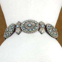 Navajo Vintage Pawn Style Silver Turquoise Concho Belt  