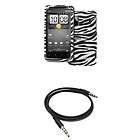 Zebra Skin Hard Case Cover+Stereo Aux Cable for HTC EVO