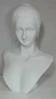 NEW Jewelry Display Bust White Poly  Resin Mannequin Head Earring 