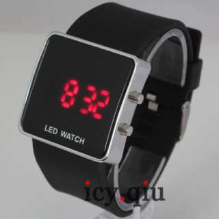 Red LED Digital Watch ~ Date Boys Sport Watch Black E5  