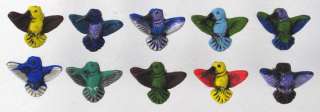 10 Hand Painted Ceramic Beads, Hummingbird Design, New  