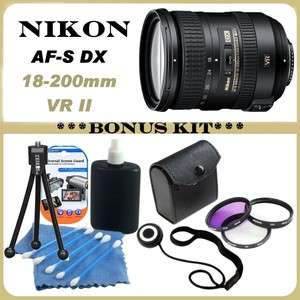 NEW Nikon AF S DX NIKKOR 18 200mm f/3.5 5.6G ED VR II Zoom Lens + Kit 