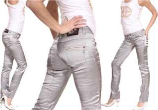 BT JEANS SIZE UK 6 to 14 COOL URBAN FASHION** SILVER METALIC LOOK 