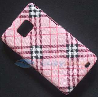 Pink Elegant Plaid Hard Case Skin Cover For Samsung Galaxy S2 II i9100 