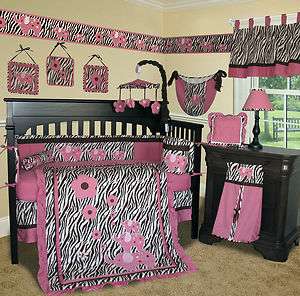 Baby Boutique   Pink Zebra 14 PCS Crib Bedding Set L  