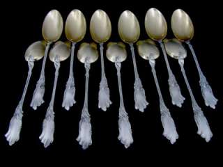 Antique French Sterling Silver Tea Spoons Set 12 pc box  