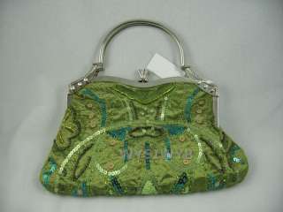 Green Beaded Sequin Evening Handbag Clutch Purse HB7  
