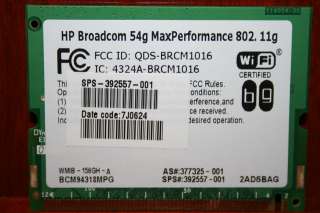 WIFI NETWORK CARD HP DV5000 DV8000 802.11B/G 392557 001  