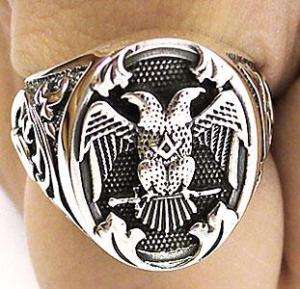 DOUBLE HEADED EAGLE EMPIRE STERLING SILVER RING Sz 10  