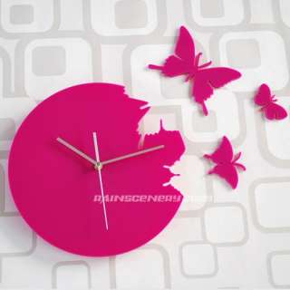 pcs New Art Design Wall Clock Clocks Butterfly Home Room Black Red 