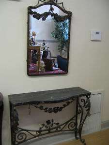 ENTRYWAY HAND MADE IRON MIRROR AND MARBLE TOP TABLE  