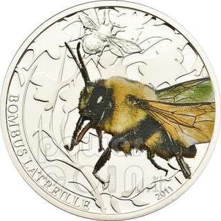BOMBUS BEE Bumble World Of Insects Silver Coin 2$ Palau 2011  
