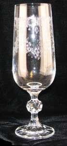 Champagne Glasses Pressed Glass 6 Etched Clear  