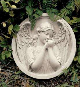 Contemplation Angel Sculptural Garden Wall Roundel  