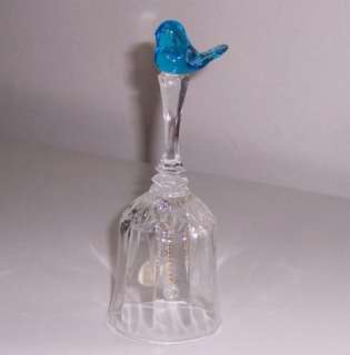 VINTAGE BLUE BIRD BELL TITAN ART GLASS LEAD CRYSTAL  