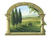  Wandsticker Toskana   Bogen   Mediterran Fenster Aussicht 