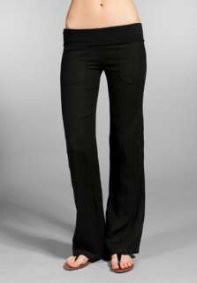 SO LOW Linen Fold Over Pant in Black  