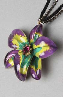 Betsey Johnson The Asian Jungle Purple Flower Pendant Necklace 