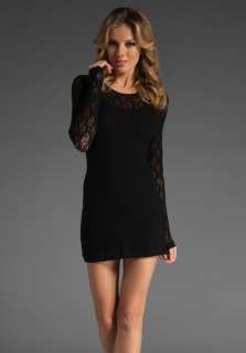 ONLY HEARTS Stretch Lace Long Sleeve Tunic in Black at Revolve 