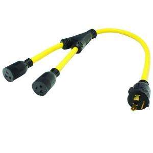 Rodale 3 ft. Generator 30 Amp 3 prong Extension Cord to 15 20 Amp (x2 