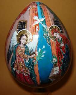   wooden Big Easter Egg Icon RARE Annunciation Angel Gabriel  