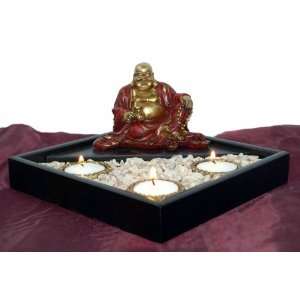 Meditationsset Buddha mit 3 Teelichtern  Küche & Haushalt
