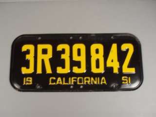 1951 California License Plates Pair  