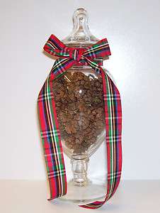   Decanter with Lid   Christmas bow and mini pinecones   Holiday Decor