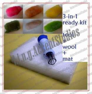 in 1 Felting Tool Foam Pad Mat Wool Roving Embroidery Stitching Needle 