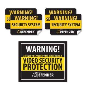 Defender Indoor Video Security System Warning Sign with 4 Window 