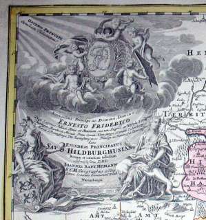 1720 Hildburghausen Thüringen Karte Kupferstich Homann  