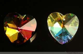 Lots 50Pcs 18mm Heart Crystal Glass Beads Pendants  