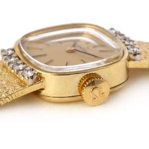 Vintage Ladies Omega 14K Yellow Gold Diamond Watch  
