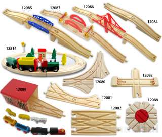 Holzeisenbahn Set Zubehör Brücke Weiche Kreuzung Wagons  