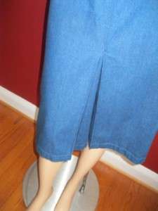 Talbots Denim Jean Skirt Size 6 Blue Cotton Single Pleat A Line Calf 