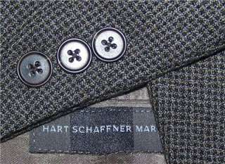 44S Hart Schaffner Marx BLACK GRAY WOOL TWEED sport coat jacket suit 