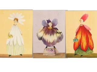 Postkarten Silke Leffler Geburtstag Blumenfrauen Magaritte Tulpe 