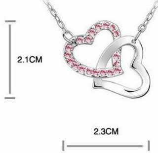 Woman Crystal Romance Heart Love Platinum Plated Valentine Pendant 